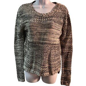 Jack Crochet Knitted Sweater Size Small Scoop Neck Top Long Sleeve Black & White